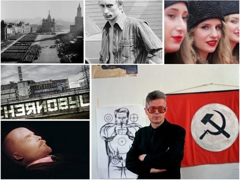 Collage immagini Russia di ieri e di oggi, dedicato a Limonov