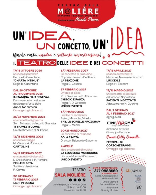 Non solo idee nella nuova stagione del teatro Sala Molière